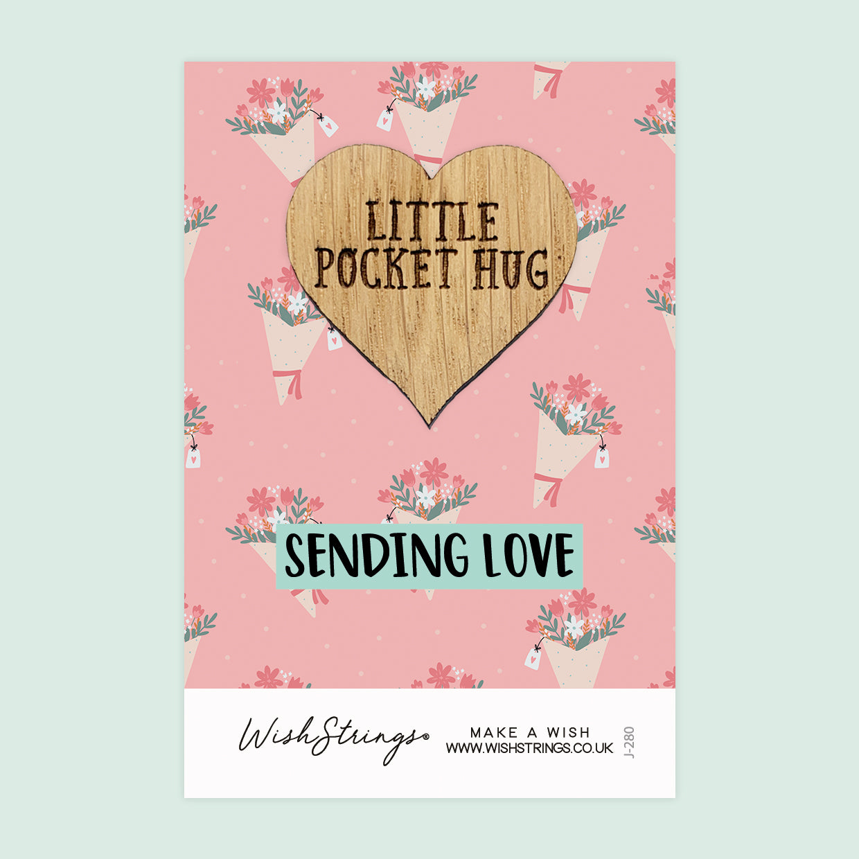 Pocket Hug - Sending Love, Flower Bouquet Design | Thoughtful Gift for Support & Comfort | Keepsake Token for Thinking of You, Tough Times & Long Distance Hugs