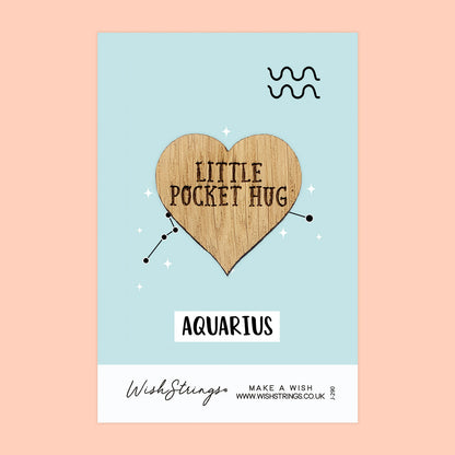 Pocket Hug - Aquarius Star Sign | Zodiac & Horoscope Birthday Gift | Keepsake Token for Astrology Lovers & Aquarius Birthdays