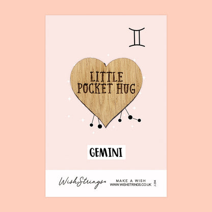 Pocket Hug - Gemini Star Sign | Zodiac & Horoscope Birthday Gift | Keepsake Token for Sending Hugs & Astrology Lovers