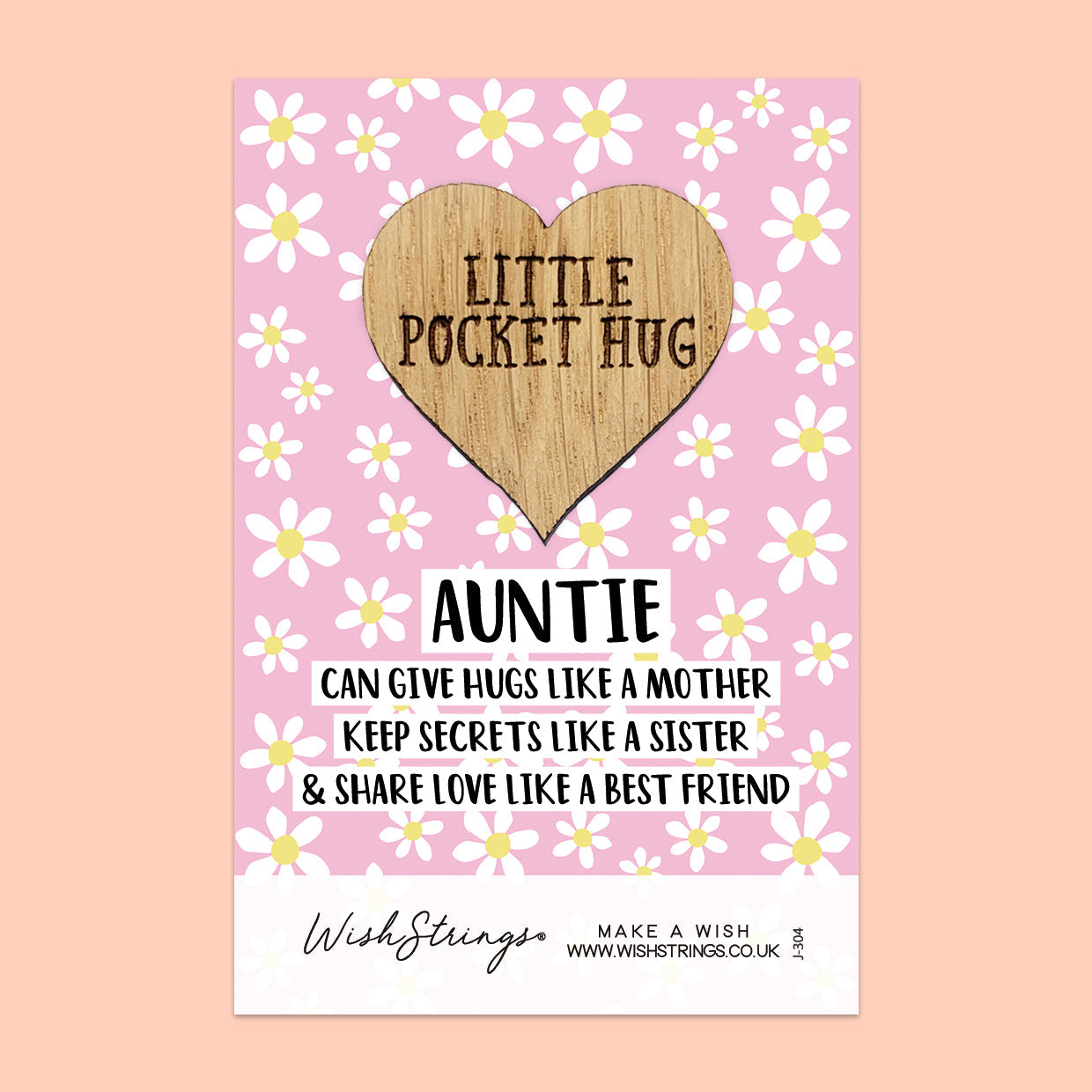 Pocket Hug - Auntie, Best Friend Poem Quote | Thoughtful Gift from Niece/Nephew | Keepsake Token for Sending Hugs to a Special Auntie