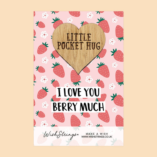 Pocket Hug - I Love You Berry Much, Strawberry Design | Cute Couples Gift | Keepsake Token for Sending Hugs & Expressing Love