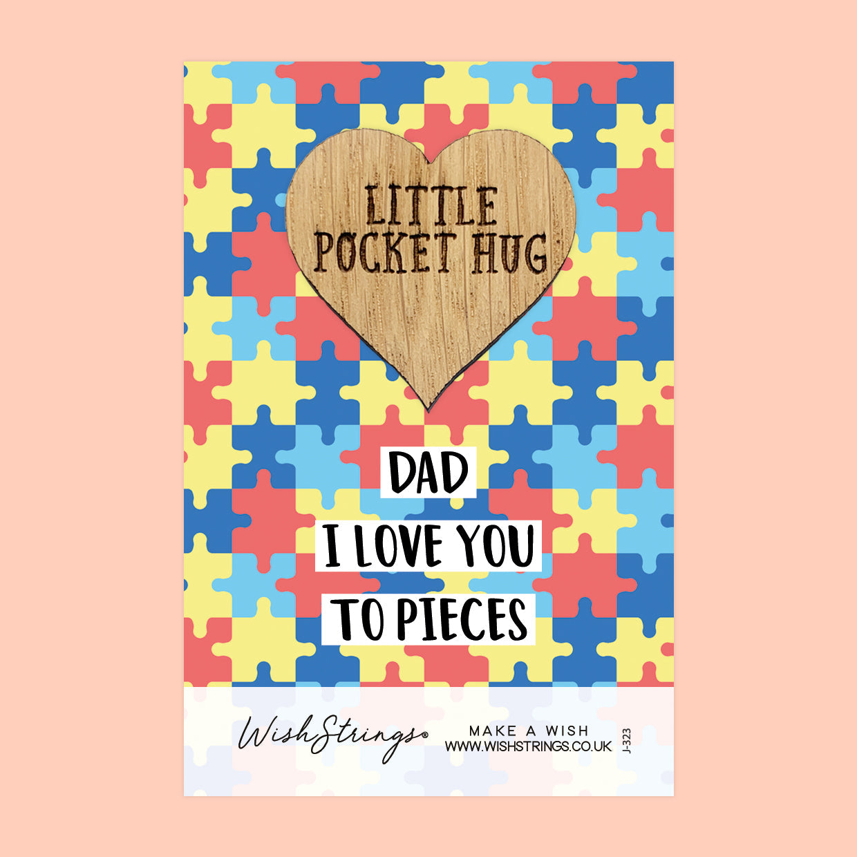 Pocket Hug - Dad, I Love You to Pieces | Thoughtful Gift from Kids | Keepsake Token for Sending Hugs & Showing Love to Dad