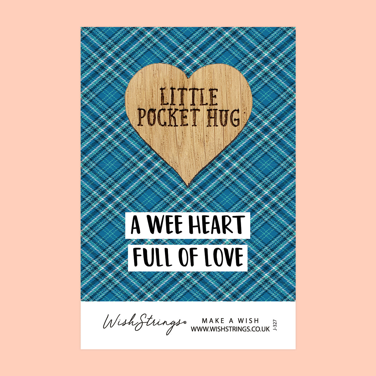 Pocket Hug - Wee Heart Full of Love, Tartan Scottish Theme | Thoughtful Scottish Gift | Keepsake Token for Sending Hugs & Love from Scotland