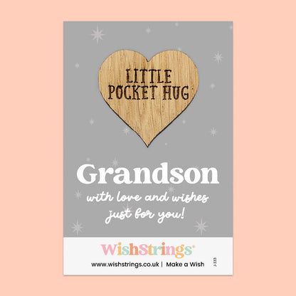 Pocket Hug - Grandson | Thoughtful Gift from Grandparents | Keepsake Token for Sending Hugs & Love to a Special Grandson