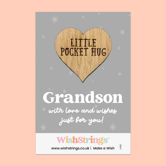 Pocket Hug - Grandson | Thoughtful Gift from Grandparents | Keepsake Token for Sending Hugs & Love to a Special Grandson