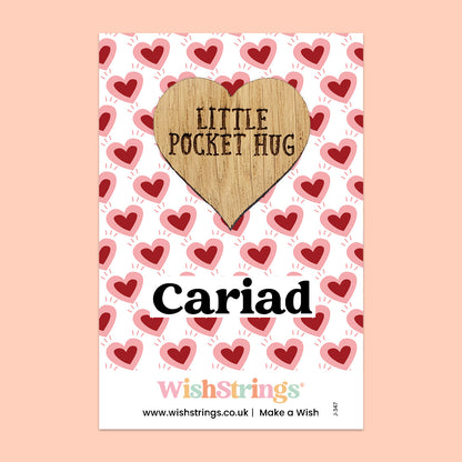 Wishstrings Pocket Hug - Cariad, Welsh Quote Pocket Hug | Thoughtful Welsh Language Gift | Keepsake Token for Sending Hugs & Sharing Love
