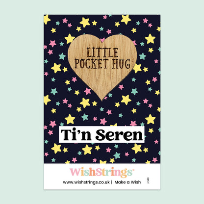 Pocket Hug - T’in Seren, Welsh Quote Pocket Hug | Thoughtful Welsh Language Gift | Keepsake Token for Sending Hugs, Cwtch & Love