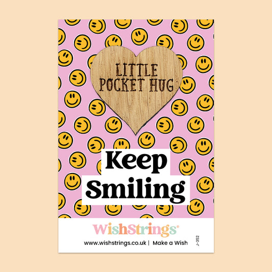 Pocket Hug - Keep Smiling | Uplifting Gift for Positivity & Support | Keepsake Token for Sending Hugs, Love & a Thoughtful Pick-Me-Up