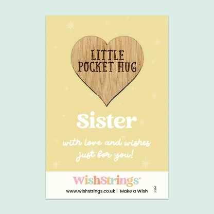 WishStrings “Sister” Pocket Hug | Thoughtful Keepsake Gift for Sister | Hug Token for Thinking of You | Birthday or Just Because | Letterbox Gift for Her