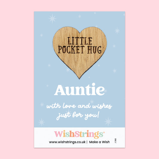 WishStrings “Auntie” Pocket Hug | Thoughtful Gift for Auntie | Sentimental Keepsake Hug Token | Thinking of You or Birthday Gift | Letterbox Gift for Her