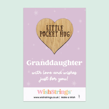WishStrings “Granddaughter” Pocket Hug | Thoughtful Keepsake Gift | Sentimental Hug Token | Gift from Grandparent | Birthday, Thinking of You Gift