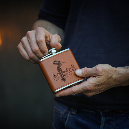 Golf Leather Hip Flask