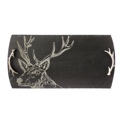 Large Slate Serving Tray with Stag Motif