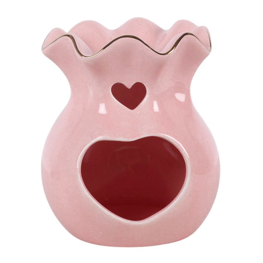 Pink Fluted Oil Burner and Wax Warmer