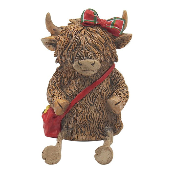 Highland Cow with Dangle Legs Tartan Girl