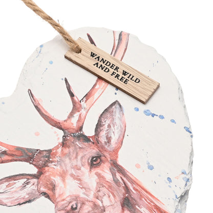 Meg Hawkins Slate Hanging Heart - Stag