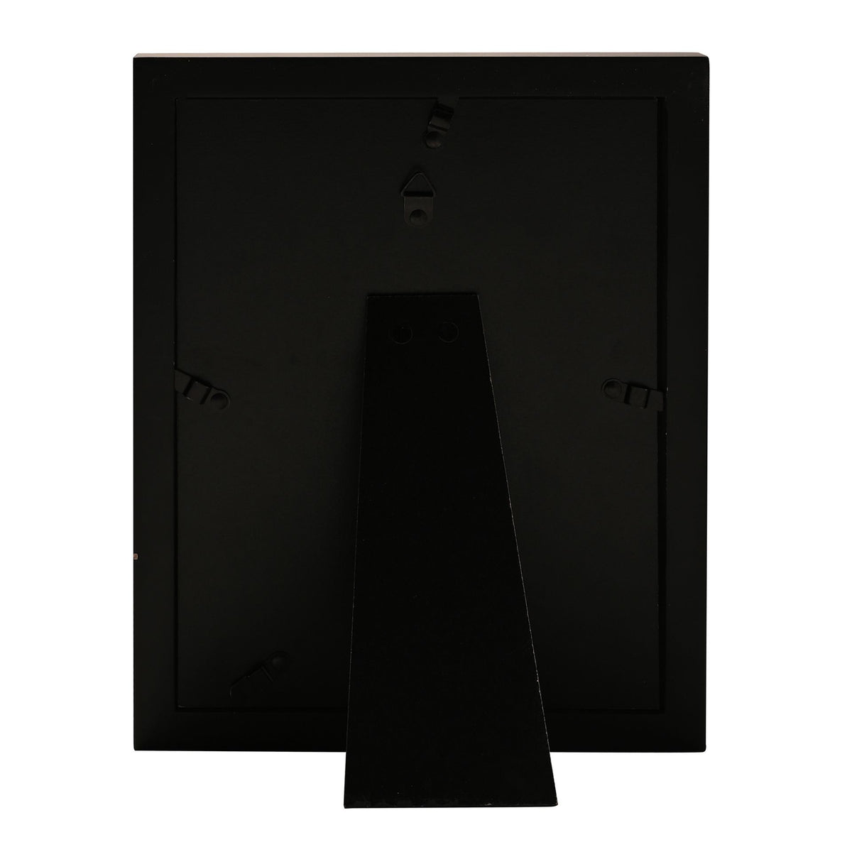 Black photo frame back with stand and hanging hardware