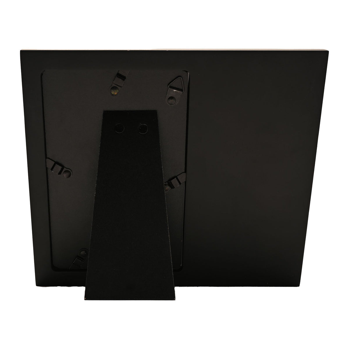 Black photo frame back with hanging tabs and 4x6 portrait opening