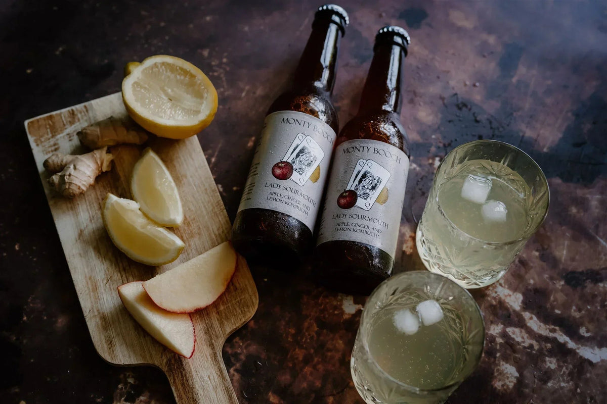 Lady Sourmouth, Apple, Ginger & Lemon Unfiltered, Raw Kombucha 330ml (12 Pack)