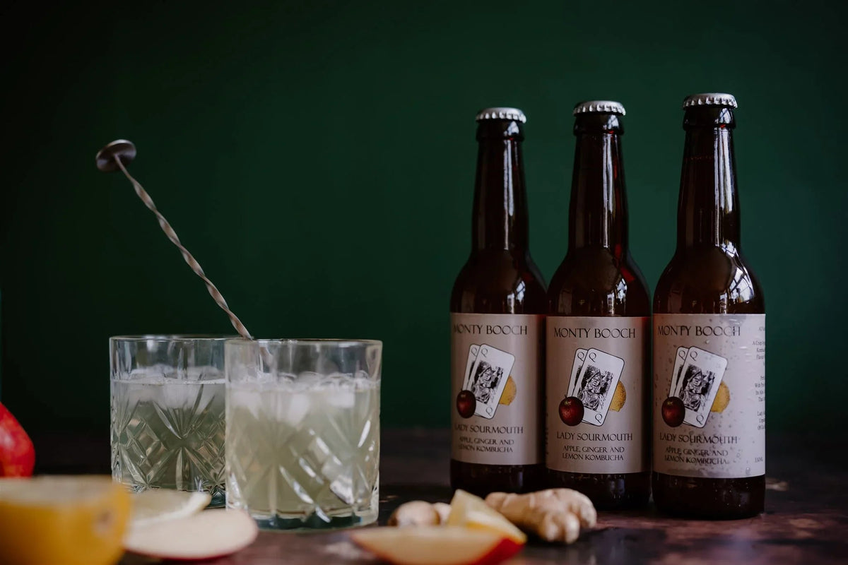 Lady Sourmouth, Apple, Ginger & Lemon Unfiltered, Raw Kombucha 330ml (12 Pack)