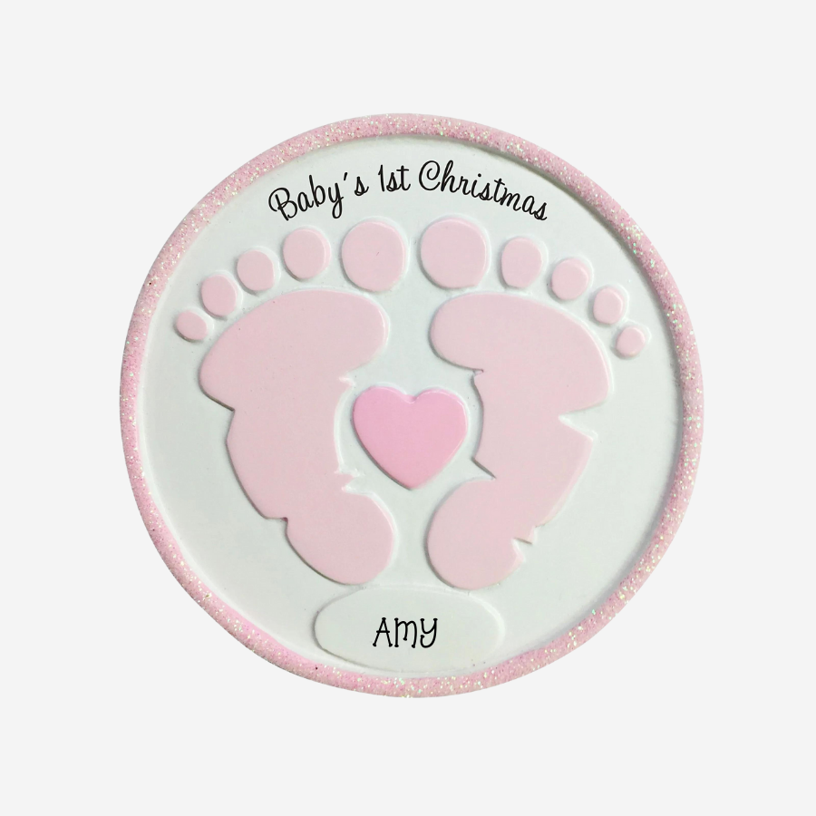 Baby's 1st Christmas - Footprints Hanging Christmas Decoration - Blue / Pink