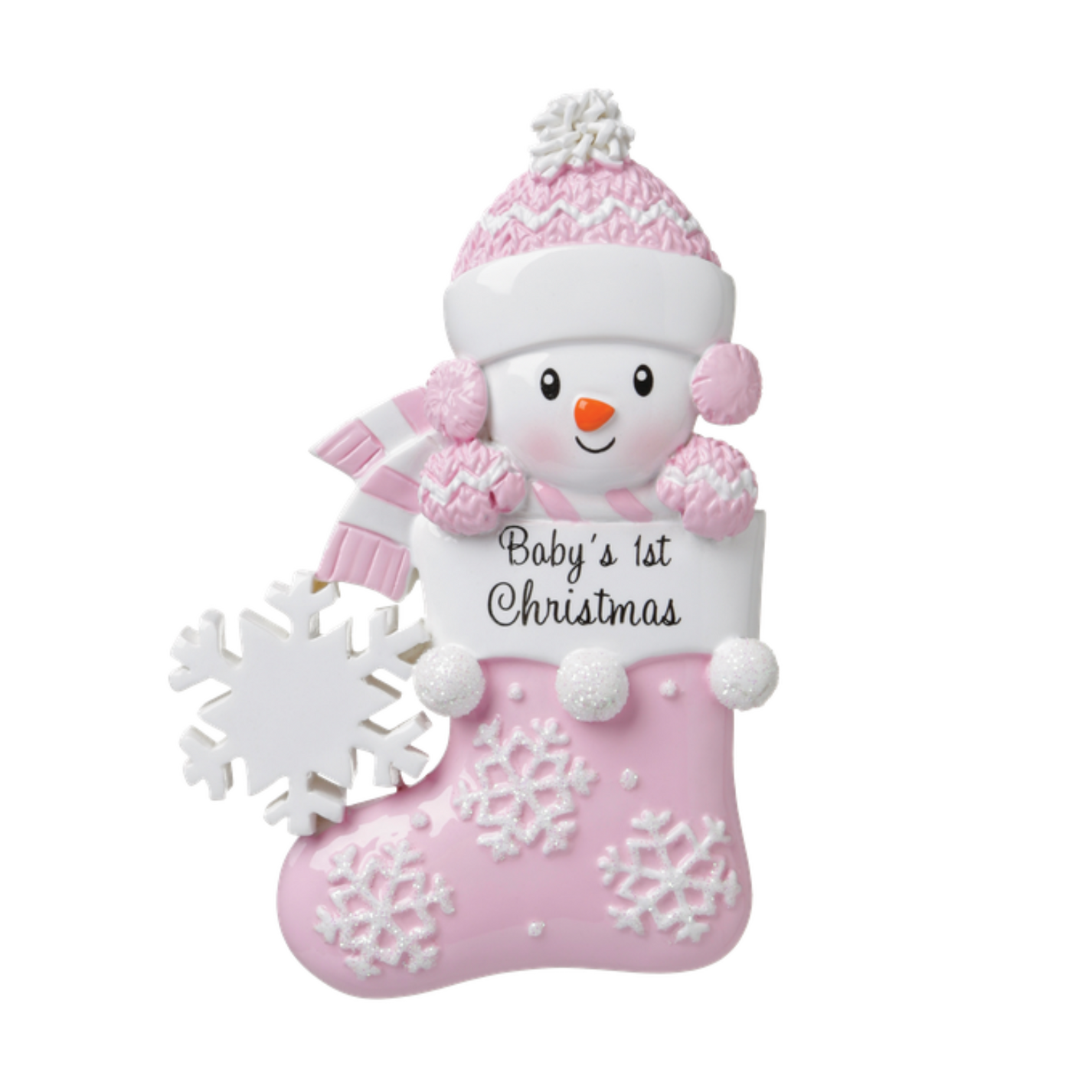 Baby's 1st Christmas - Snowman in Stocking Hanging Christmas Decoration - Choice of Colours