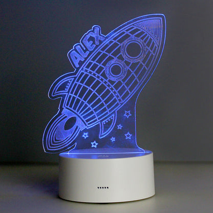Personalised Rocket LED Colour Changing Night Light