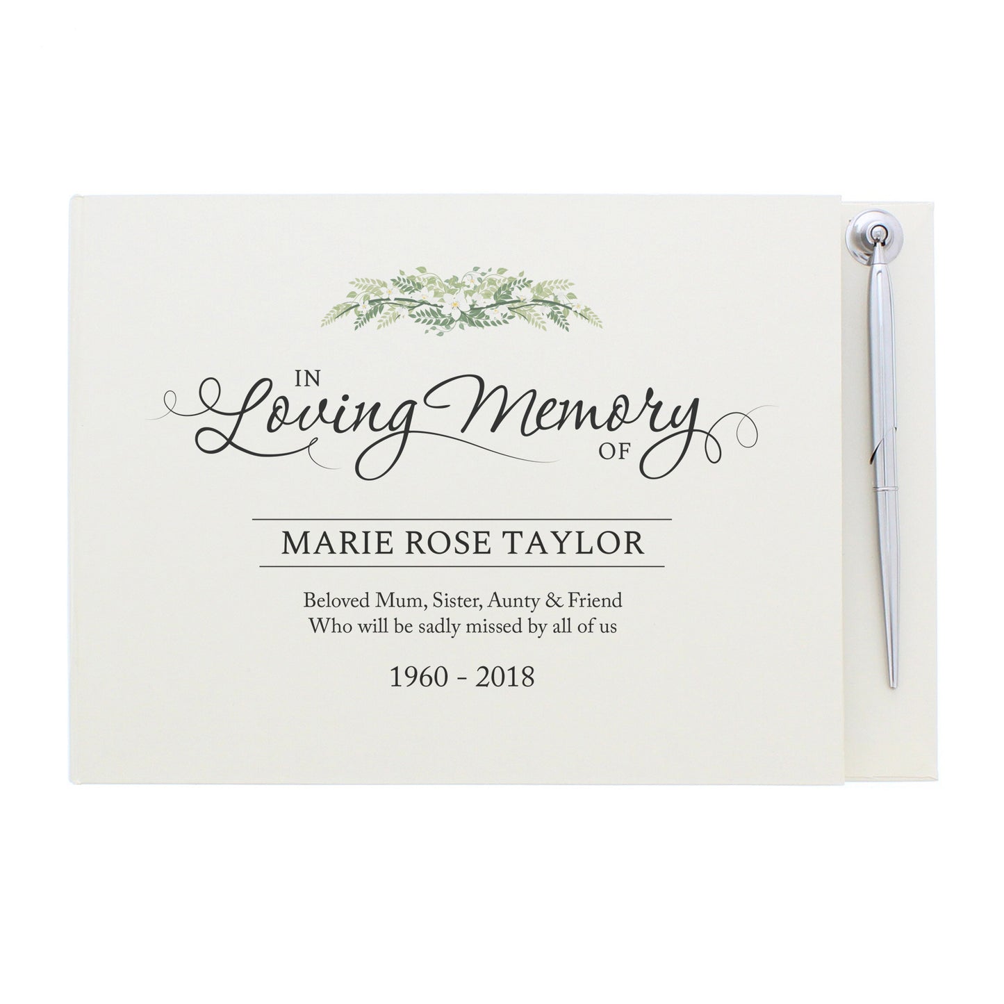 Personalised 'In Loving Memory' Hardback Guest Book & Pen