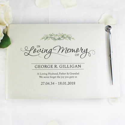 Personalised 'In Loving Memory' Hardback Guest Book & Pen