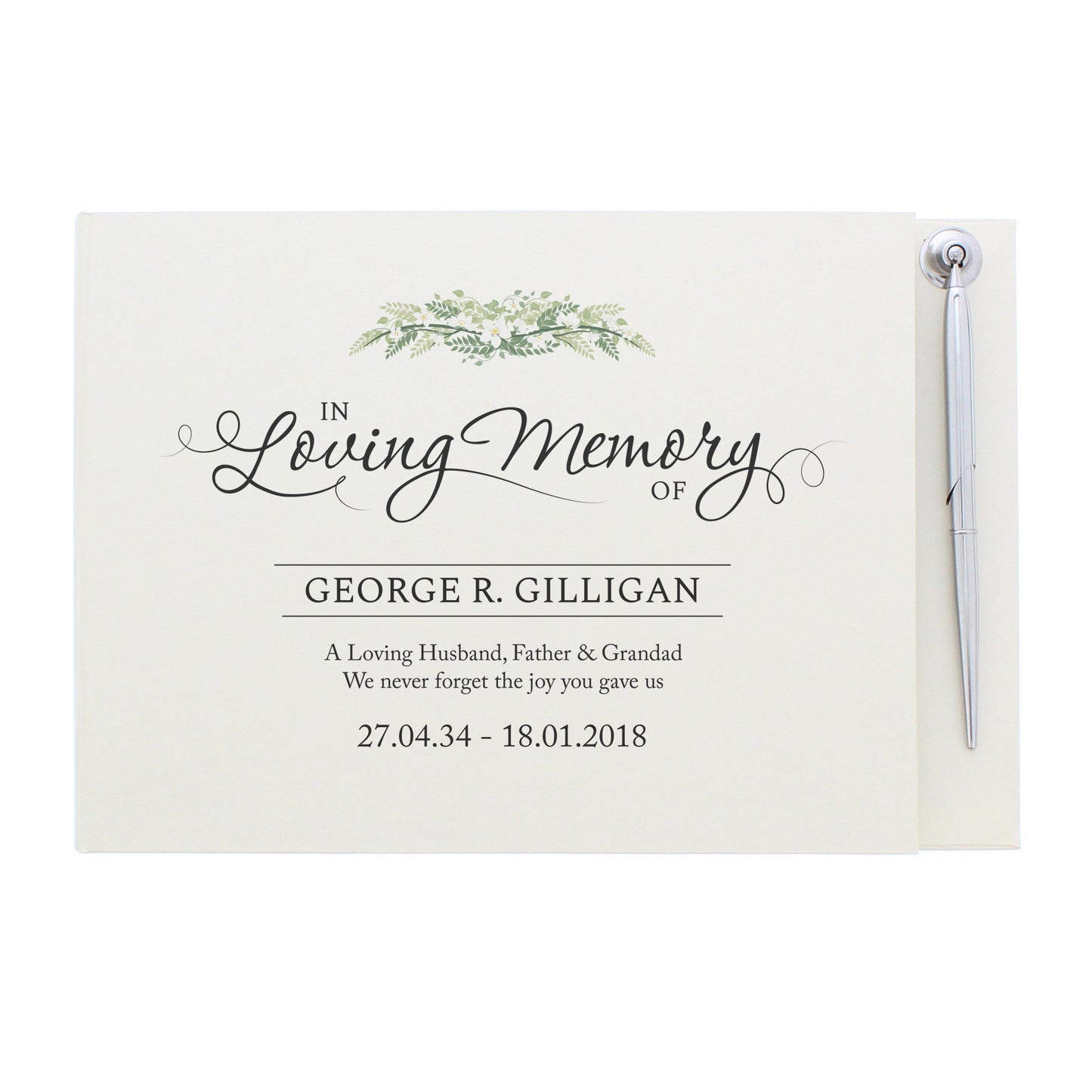 Personalised 'In Loving Memory' Hardback Guest Book & Pen