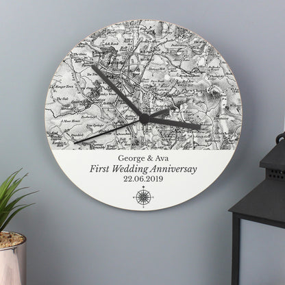 Personalised 1805 - 1874 Old Series Map Wooden Clock
