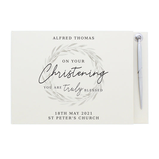 Personalised Christening Hardback Guest Book & Pen