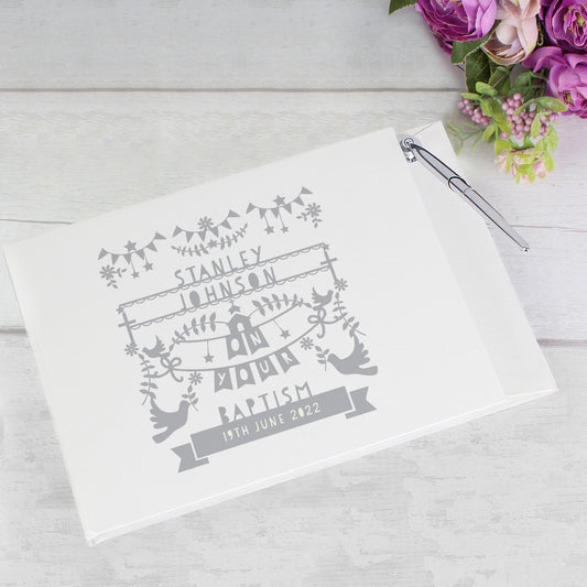 Personalised Papercut Style Hardback Guest Book & Pen