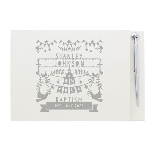 Personalised Papercut Style Hardback Guest Book & Pen