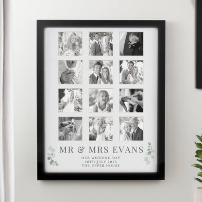 Personalised Wedding Multi Photo Frame - White or Black Frame