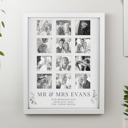 Personalised Wedding Multi Photo Frame - White or Black Frame