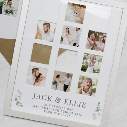Personalised Wedding Multi Photo Frame - White or Black Frame