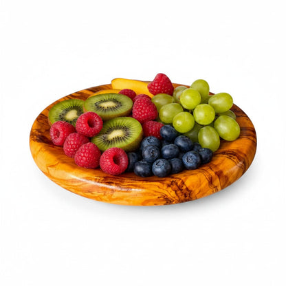 Olive Wood Set of 3 Round Wooden Plates with Round Edge