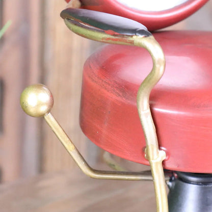 Retro Barber Clock Red Hairdressing Chair