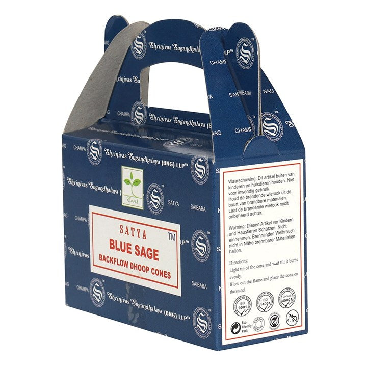 Set of 6 Blue Sage Backflow Incense Dhoop Cones by Satya (6/30)