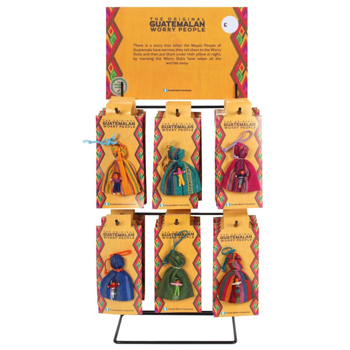 Set of 36 Worry Dolls on Display Stand