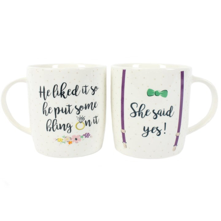 She Said Yes Mugs Couples Engagement Mugs Set