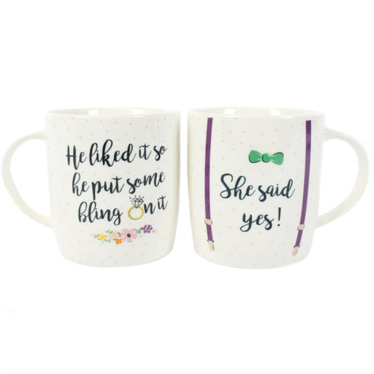 She Said Yes Mugs Couples Engagement Mugs Set