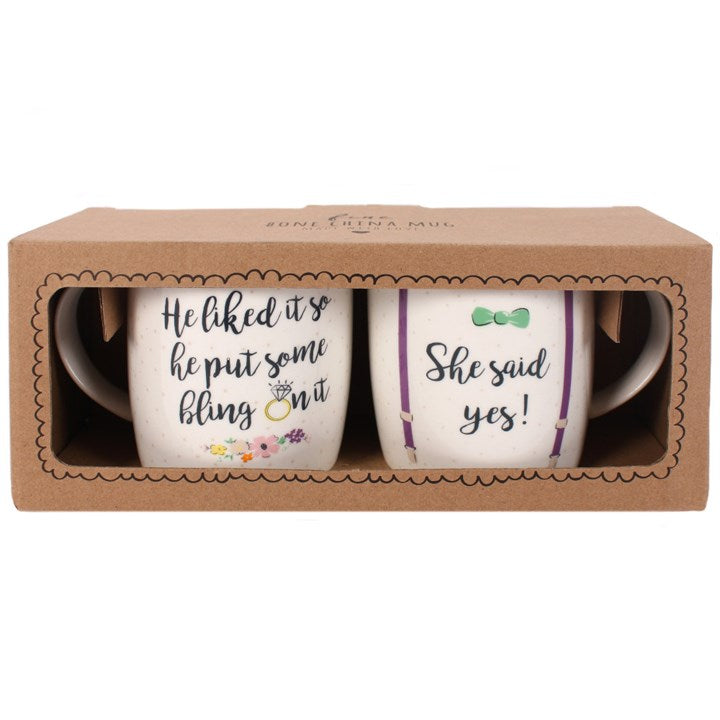 She Said Yes Mugs Couples Engagement Mugs Set