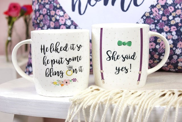 She Said Yes Mugs Couples Engagement Mugs Set