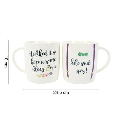 She Said Yes Mugs Couples Engagement Mugs Set