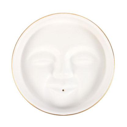 White Moon Face Incense Stick Holder