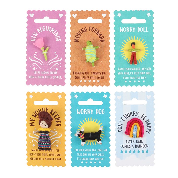 Set of 24 Pocket Positivity Worry Dolls on Display