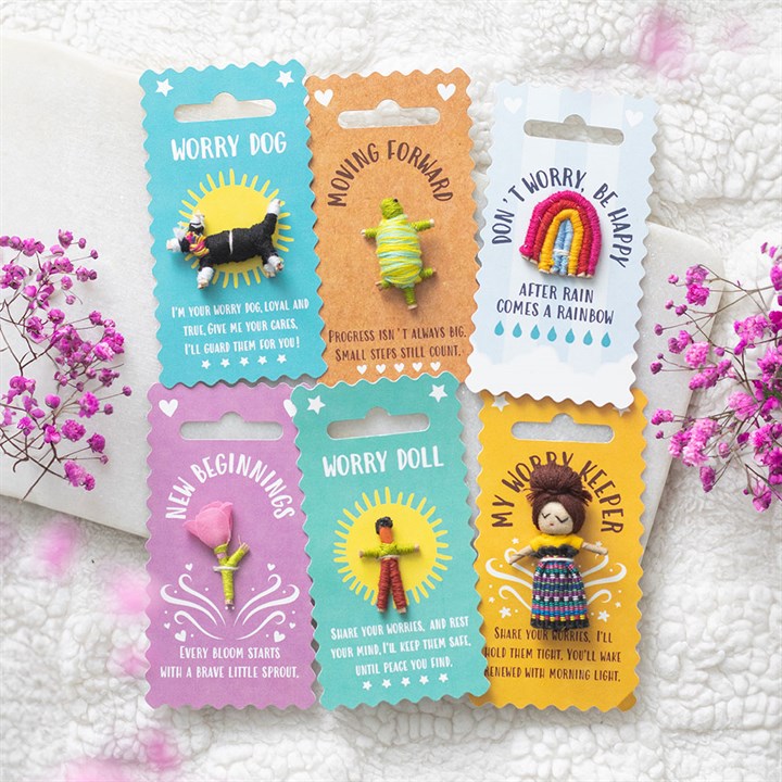 Set of 24 Pocket Positivity Worry Dolls on Display