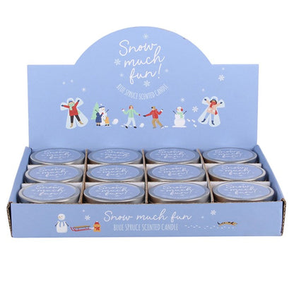 Set of 12 Frosty Vanilla Tin Candles in Display